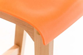 Barová stolička Hoover - plast, drevené nohy natur - Oranžová