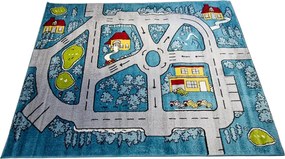 Detský koberec s motívom ihriska Kids Cesta 304 – modrý Rozmer: 60x100 cm