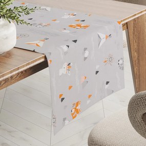 Biante Detský bavlnený behúň na stôl Sandra SA-699 Oranžové zvieratká Indiáni na sivom 20x120 cm