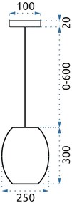 Toolight - Sklenená závesná lampa Jantár APP567-1CP 1xE27, čierna-šedá, OSW-08754