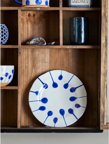 Biele/modré dezertné kameninové taniere v súprave 3 ks ø 22 cm Linora – Bloomingville