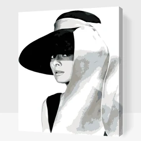 Gario Maľovanie podľa čísel Audrey Hepburn v klobúku Rozmery: 30 x 40 cm, Rámovanie: S vnútorným rámom