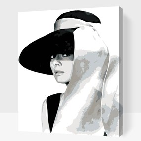 Gario Maľovanie podľa čísel Audrey Hepburn v klobúku Rozmery: 80 x 100 cm, Rámovanie: S vnútorným rámom