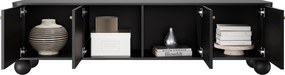 TV stolík Vespera 4D 187 cm - čierna / zlatá / guľaté nohy