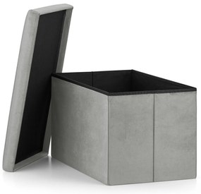 Sivý skladací taburet FURELA VELVET XL 60 x 38 x 38 cm