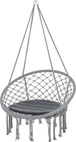 Outsunny Srdcový Závesný Relaxačný Vojas Ø60 cm s Potištením a Bavlneným Lanom pre Interiér a Exteriér 80x80x42 cm Šedá | Aosom