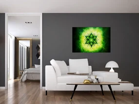 Obraz - Kvetinová mandala v zelenom pozadí (90x60 cm)