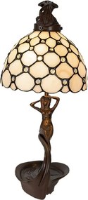 Krémová stolná lampa Tiffany Millie - 28 * 20 * 41 cm E14 / max 1 * 25W