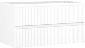 Mexen Rivel, kúpeľňová skrinka 90 cm, 2 zásuvky, drážkovaná, biela matná, 91A20-09047-2-BFF01