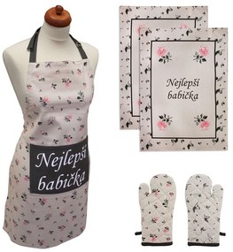Home Elements Set zástera, chňapka, 2 utierky Najlepšia babička