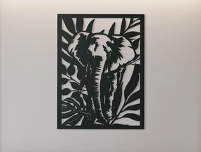 drevko Drevený obraz na stenu Slon v zeleni Rozmer obrazu: 43 x 32,5 cm, Farba dekorácie: Čierna