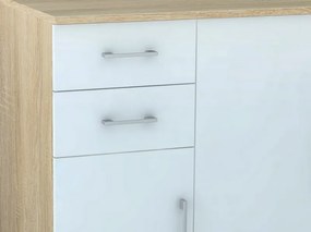 Komoda 3-dverová Universal, dub sonoma/biela