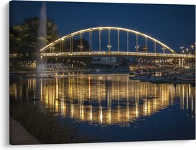 Obraz mosta s fontánou (70x50 cm)