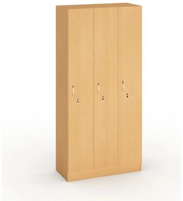 Drevená šatníková skrinka, 3 oddiely, 1900 x 900 x 420 mm, orech
