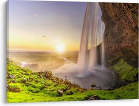 Obraz - Seljalandsfoss spoza vnútra jaskyne (70x50 cm)