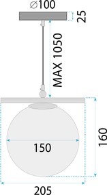 Toolight Toolight, závesné svietidlo 1xG9 APP1577-5C, zlatá lesklá, OSW-04901