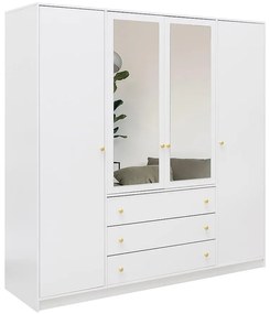 Skriňa Siena D4 biela / zrkadlo