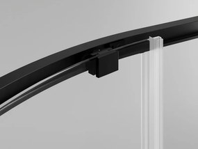 Mexen Exo, štvrťkruhový sprchovací kút s posuvnými dverami 90 x 90 cm, 6mm číre sklo, čierny profil, 8131-090-090-70-00