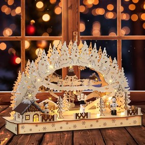 Monzana Vianočný LED oblúk CLEMENT, 45x12,5x28cm, prírodná hnedá
