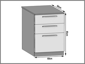 Kuchynská skrinka Belini spodná so zásuvkami 60 cm šedý mat bez pracovnej dosky  TOR SDSZ60/1/WT/SR/0/B1