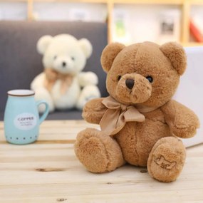 LEAN Toys Plyšový medvedík veľký s mašľou hnedý 40 cm