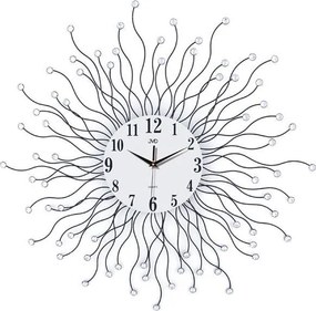 Obrovské kovové hodiny JVD HJ19 Sun (78 cm) – čierne s kryštálmi