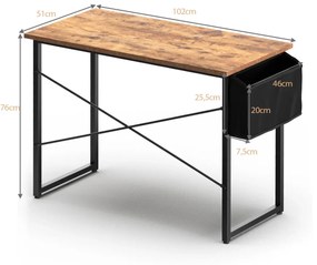 Moderný počítačový stôl s úložným priestorom | 102 x 51 x 76 cm