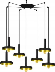 Závesné svetlo Faro Whiz 7L čierna/zlatá, moderný dizajn, E27