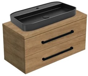 Kúpeľňová skrinka s umývadlom a krycou doskou SAT Cube Way 120x47,5x46 cm dub Hickory mat CUBE46C1003DHSAT40