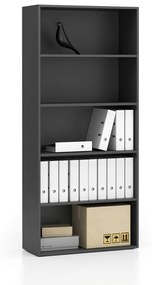 Vysoký kancelársky regál SEGMENT, 4 police, 840 x 350 x 1880, grafitová