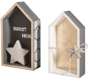 Sada 2 ks drevených poličiek v tvare domčeku LITTLE HOUSES
