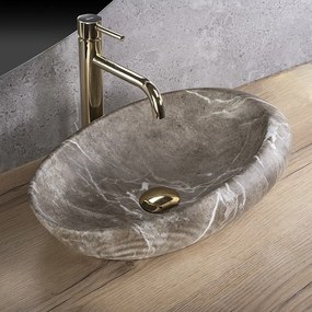 Keramické umývadlo na dosku Rea Roxy B Stone NATURE 48,7x30,7 cm – sivé