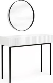 Toaletný stolík Nicole so zrkadlom 60 cm - biely mat / čierna