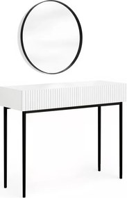 Toaletný stolík Nicole so zrkadlom 60 cm - biely mat / čierna