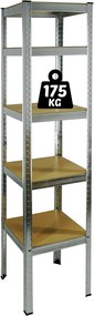 CH 5- policový úzky kovový úložný regál Tosca VII. 180 x 40 x 40 cm