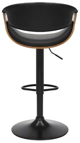Barová stolička ORGANIC otočná čierna dekor orechového dreva