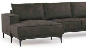 Antracitová rohová pohovka z imitácie kože (ľavý roh) Copenhagen – Scandic