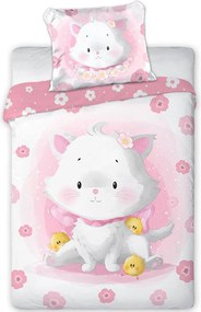 DETSKÉ BAVLNENÉ OBLIEČKY KITTY 100X135 CM, 1KS 40X60 CM VZOROVANÉ