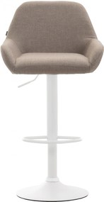 Barová stolička Braga - látka, biela podnož - Sivo-hnedá (Taupe)