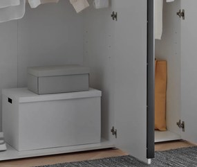 Šatníková skriňa so zrkadlom Kevo, 225 cm, biela