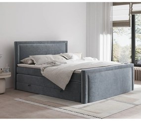 Tmavosivá boxspring posteľ s úložným priestorom 200x200 cm Lavenda – Maison de Rêve