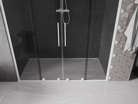 Mexen Velar Duo, posuvné sprchové dvere do otvoru 170 cm, 8mm šedé sklo, biela matná, 871-170-000-42-20