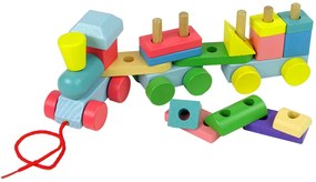 Lean Toys Drevený vláčik s farebnými kockami