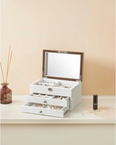 Šperkovnica 3-zásuvková so zamatovou podšívkou, biela