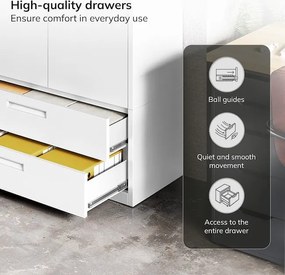 Modulárna kovová multifunkčná skriňa so zásuvkou biela MEGAN 1850 x 900 x 400 mm