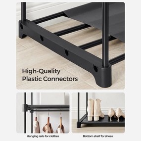 Látková skriňa, mobilná skriňa, skladacia, čierna