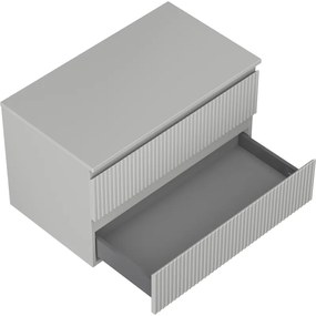 Mexen Rivel, kúpeľňová skrinka 80 cm s pracovnou doskou, 2 zásuvky, drážkovaná, matná sivá, 91A20-08047-2-BFFC62