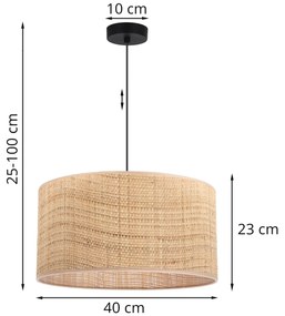Závesné svietidlo Rattan, 1x ratanové tienidlo, (fi 40cm), b