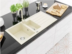 Granitový drez s kuchynskou batériou MEXEN ANDRES béžový
