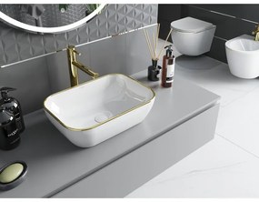 Mexen RITA umývadlo, 45x32 cm, biela/zlatý okraj, 21084505